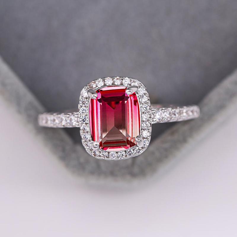 

Charm Female Crystal Rainbow Zircon Ring Vintage Silver Color CZ Stone Wedding Ring Promise Engagement Rings For Women