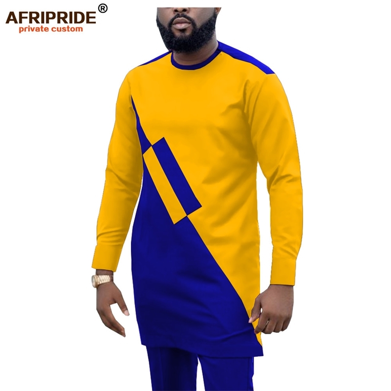 

Dashiki Men Tracksuit 2 Piece African Shirts and Ankara Pants Suits Plus Size Outwear Clothes Wear AFRIPRIDE A1916057 201128, 5-12