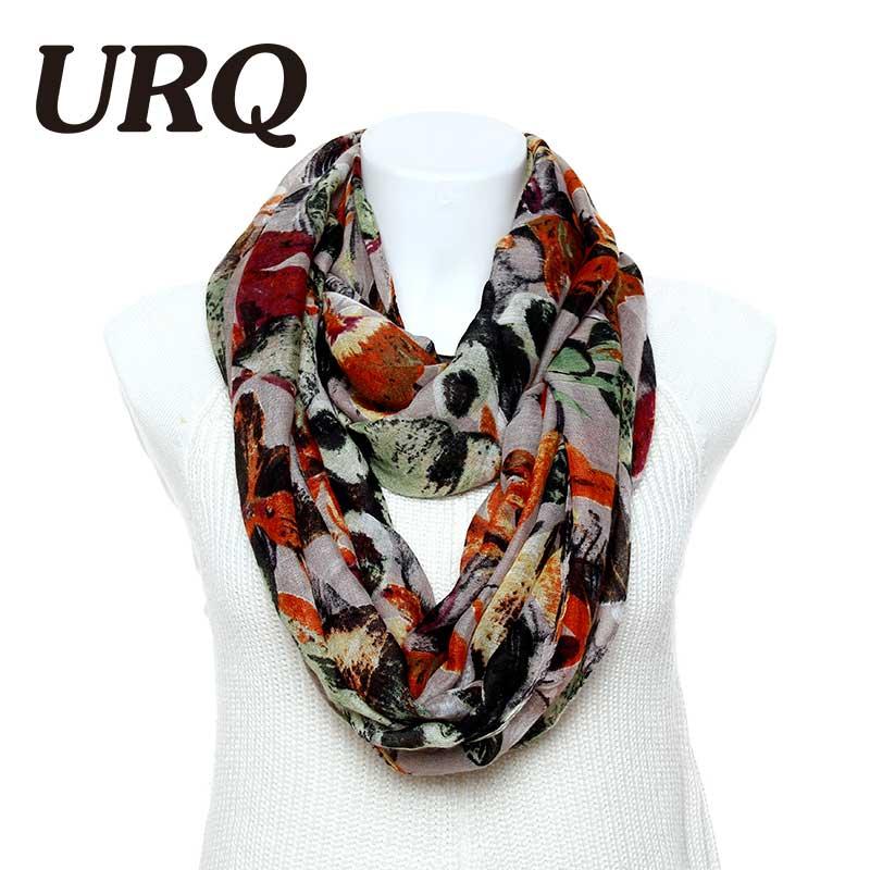 

New fashion Infinity scarves 1pc Autumn Leaves Print Woman Viscose Cotton Tube scarves V8A9219