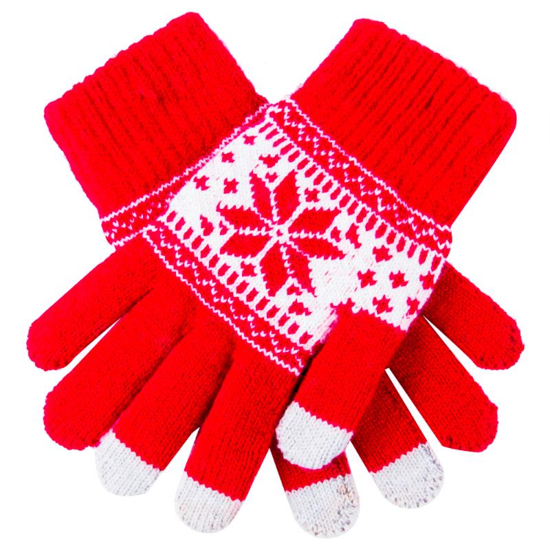 

Cute Christmas Warm Winter Gloves Snowflake Printed Knitted Touch Gloves Men Women Touch Screen Glove Party Supplies