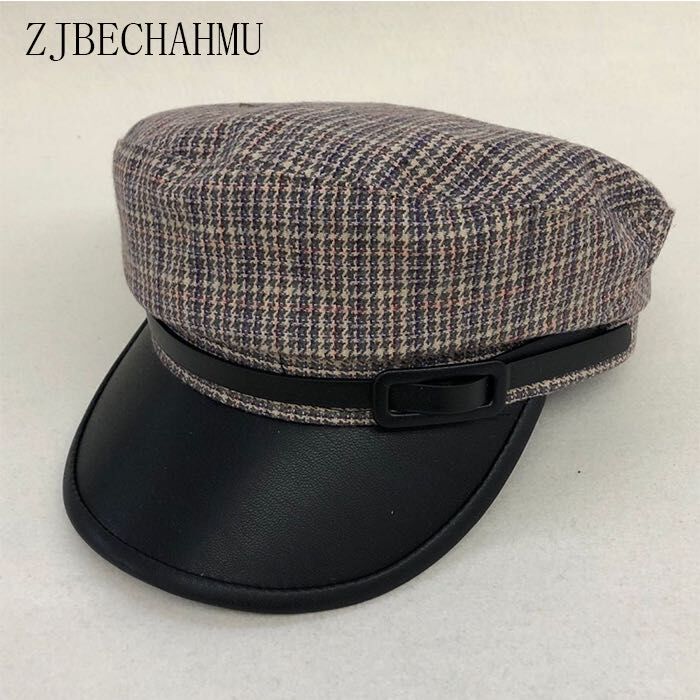 

Berets Fashion Autumn Octagonal Hats For Women Flat Baseball Cap Ladies Solid Caps Casual Hat Gorra Militar, -03