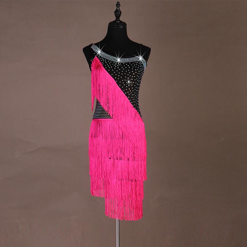 

New yellow rose red Latin Dance Dresses Women's Performance Spandex Tassel / Crystals / Rhinestones Sleeveless Natural Dress