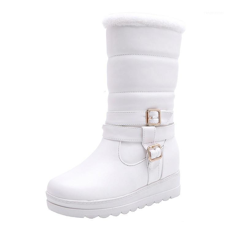 

Snow Boots for women Size 35-42 Fashion Pure Color Round Toe Slip-On Booties Flat Heels Waterproof Platform Lady Warm Shoes1, Pink