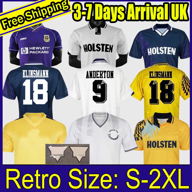 

1994 1995 Klinsmann 1990 1998 1999 1991 1982 Retro GASCOIGNE ANDERTON SHERINGHAM Tottenham Ginola Ferdinand soccer jersey Centenary uniforms, 81-82 away