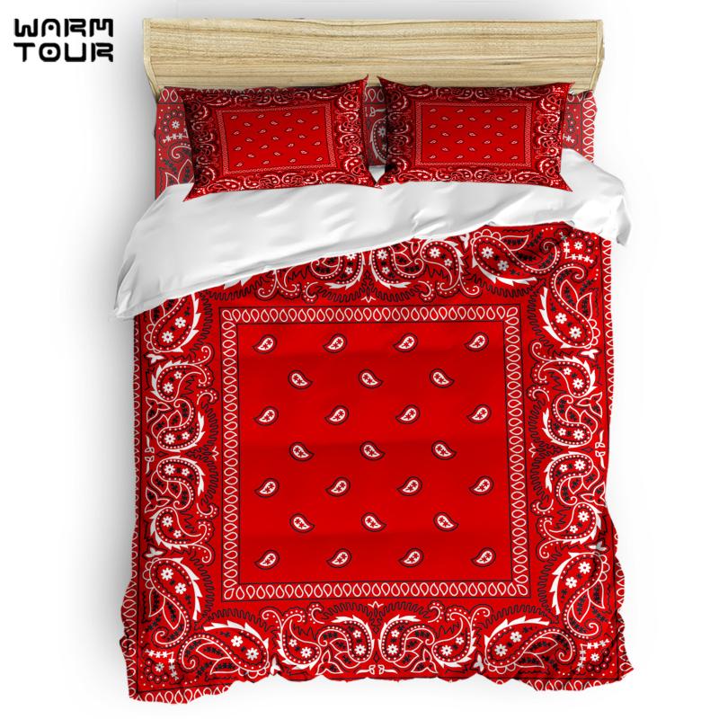 

WARMTOUR Duvet Cover Paisley - Bandana - Red Southwestern Boho Duvet Cover Set 4 Piece Bedding Set For Beds, Eny00525sjtz2