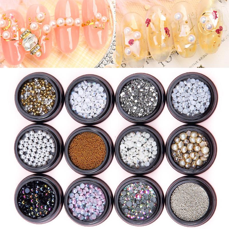 

Mixed Color Nail Rhinestones Metal Rivet Beads Studs 3D Nail Art Decoration Accessories Stones Decors DIY Tips