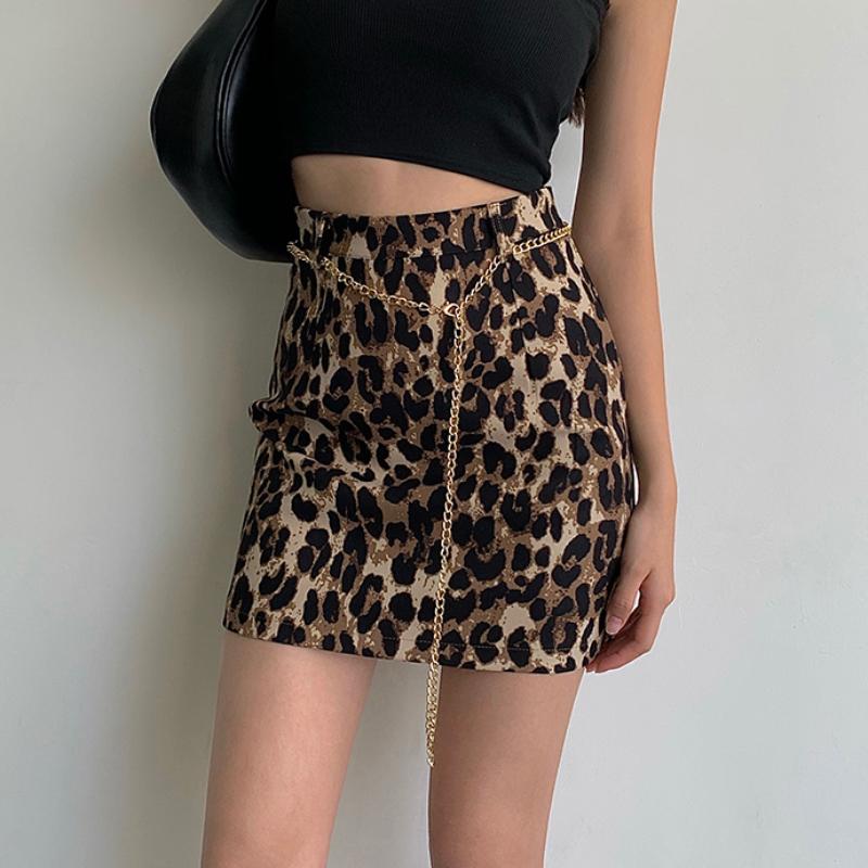 

Skirts JMPRS Chiffon Women Leopard Mini Skirt Summer High Waist A Line Korean Female Casual Fashion Khaki Black Faldas 2022