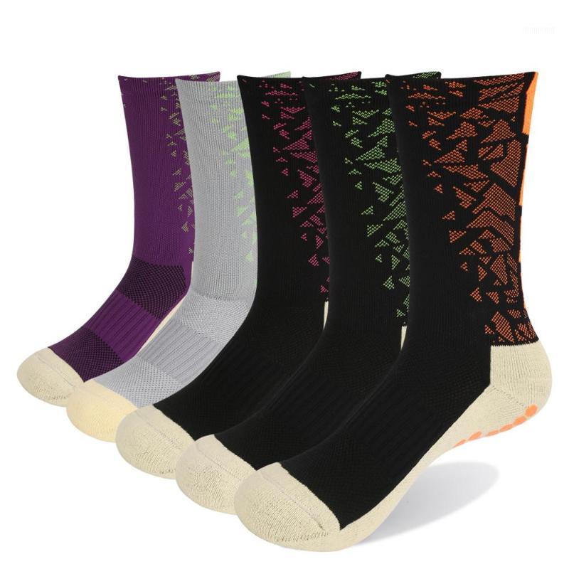 

YUEDGE New 5Pair Anti-Slip Soccer Socks Men Women Sport Cotton Football Socks Outdoor Cycling Hiking Running Medium stockings1, Multi