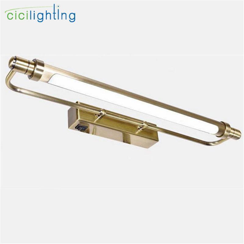 

L53cm 70cm Europe Style Vintage Switch LED Front Mirror Light Dark Bronze Chrome Rustic Brown Bathroom Vanity Wall lamp Lighting1
