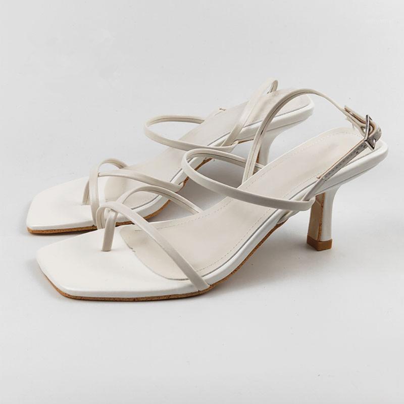 

New high quality Leather Women's shoes Thin heel Square head Thin strap sandals women's sandals1, Black