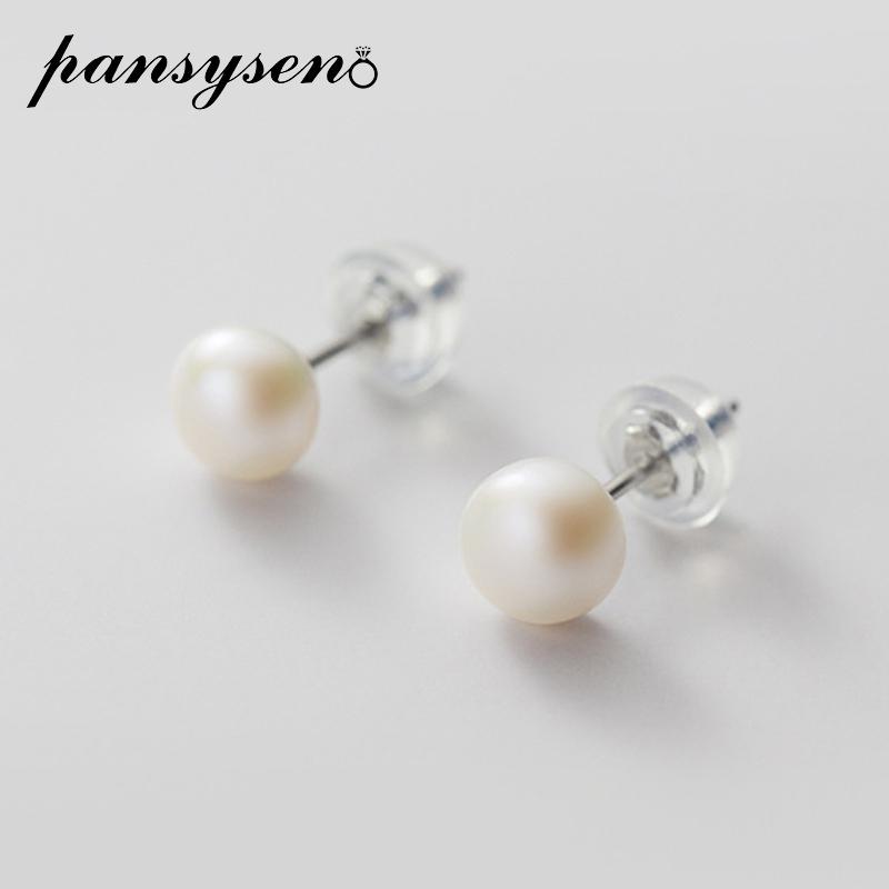 

PANSYSEN 100% Solid 925 Sterling Silver Natural Freshwater Pearls Stud Earrings for Women Wedding Engagement Find Jewelry Gift