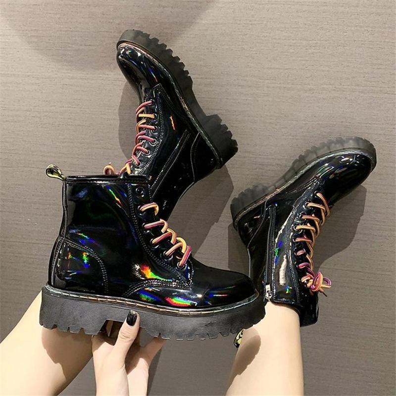 

2020 Autumn Winter Women high quality Leather Boots Woman Anti-slip wear-resistantCasual Leather Botas Mujer Female Ankle Boots, High-top