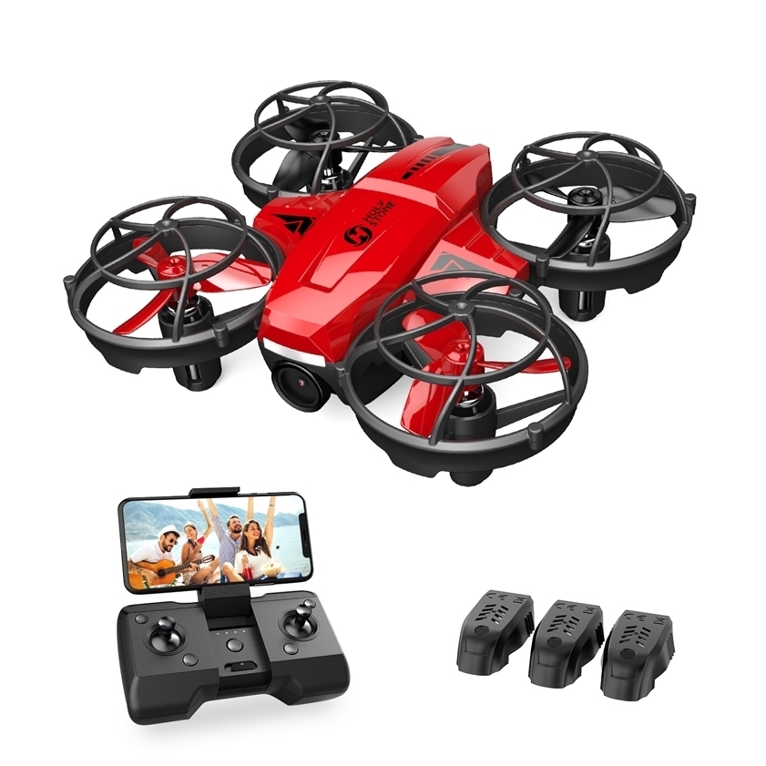 

Holy Stone HS420 Mini Drone with HD FPV Camera for Kids Adults Beginners, Pocket RC Quadcopter 3 Batteries, Toss to Launch, 220216, Red