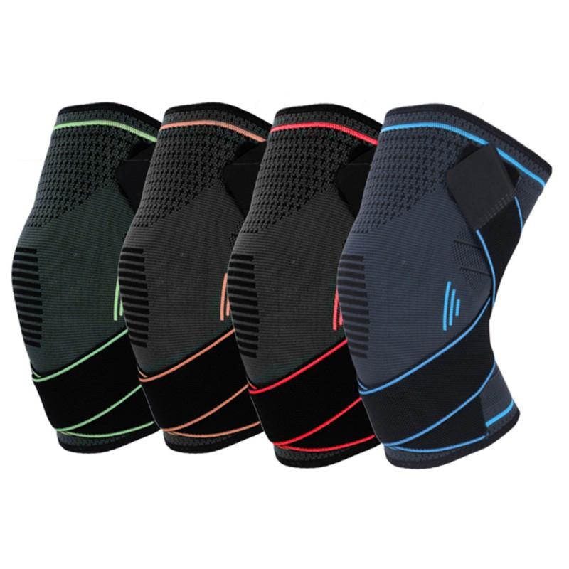 

Sport Fitness Double Winding Compression Knee Protector Breathable Sports Knee Pads Non-slip Elastic Nylon Pads, Red