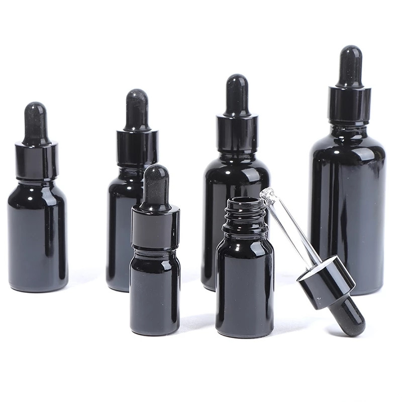 

Black Glass Bottles With Dropper Dropper Bottle Empty Refillable for Essential Oils Travel
