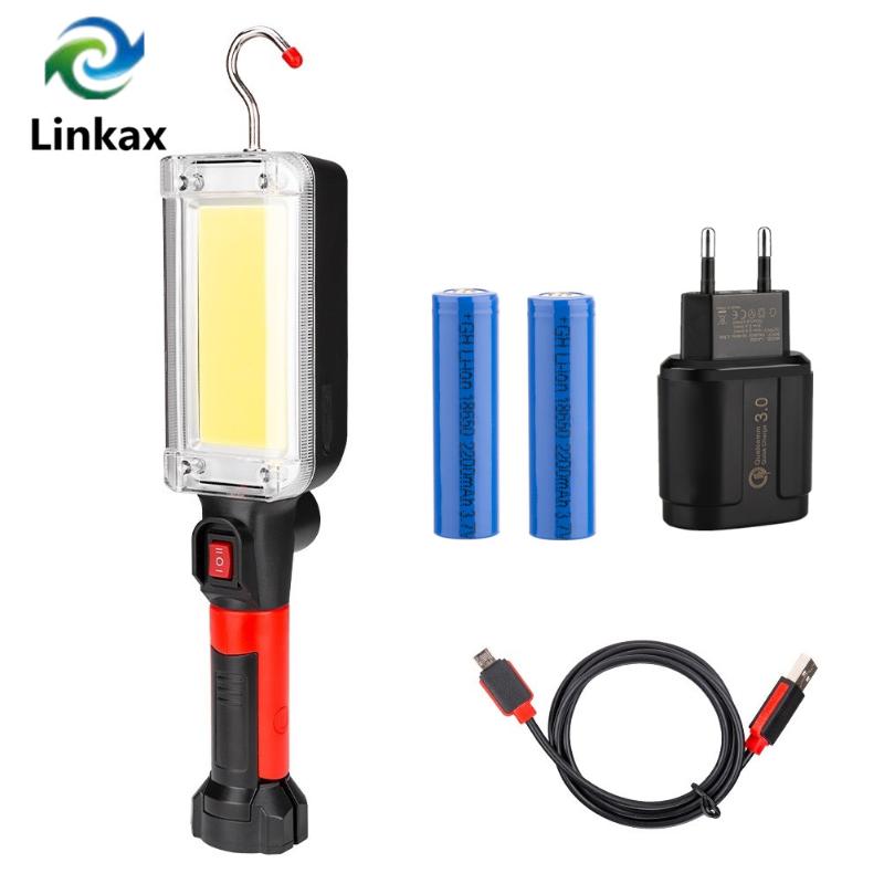 

New Portable Lantern Power 2*18650 Battery LED COB Magnetic Work Lighting Linternas for Camping Night Fishing