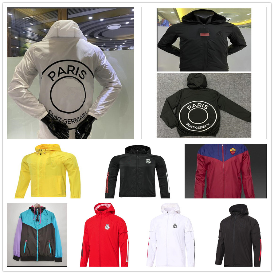 

Hoodies Jacket Men ssoccer Windbreak 2021 Bayern Munich Parigi Long zipper Jacket football training jogging spring and autumn windbreaker, Black