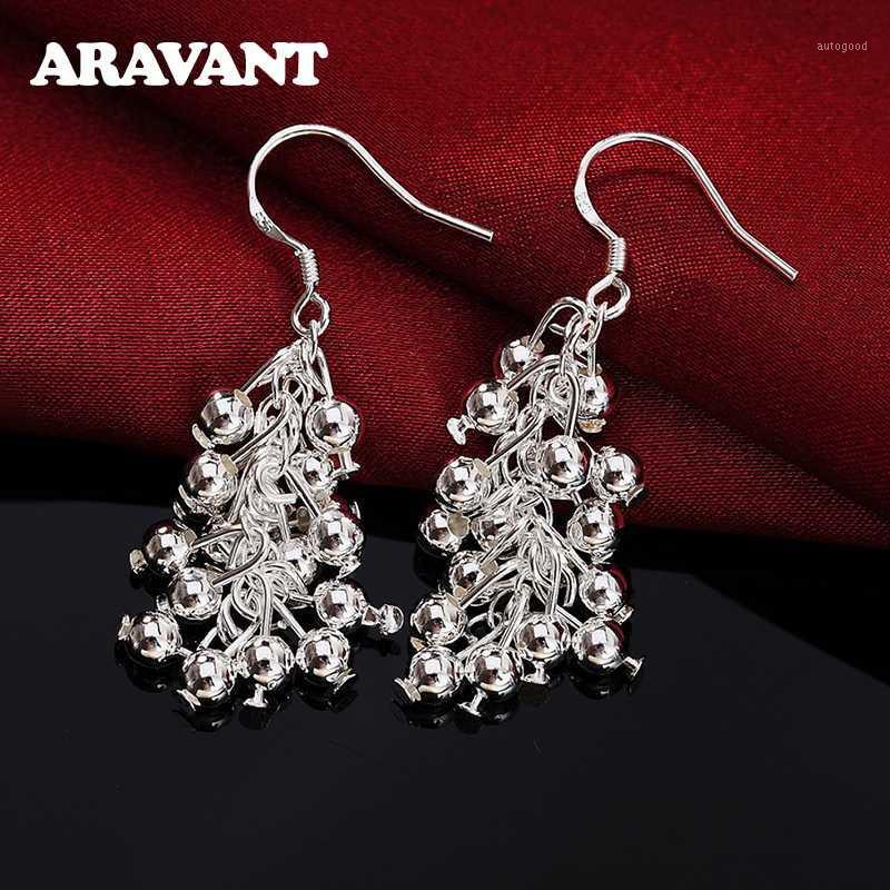 

Dangle & Chandelier 925 Silver Sanding Smooth Bead Long Hanging Earring For Women Wedding Fashion Jewelry1