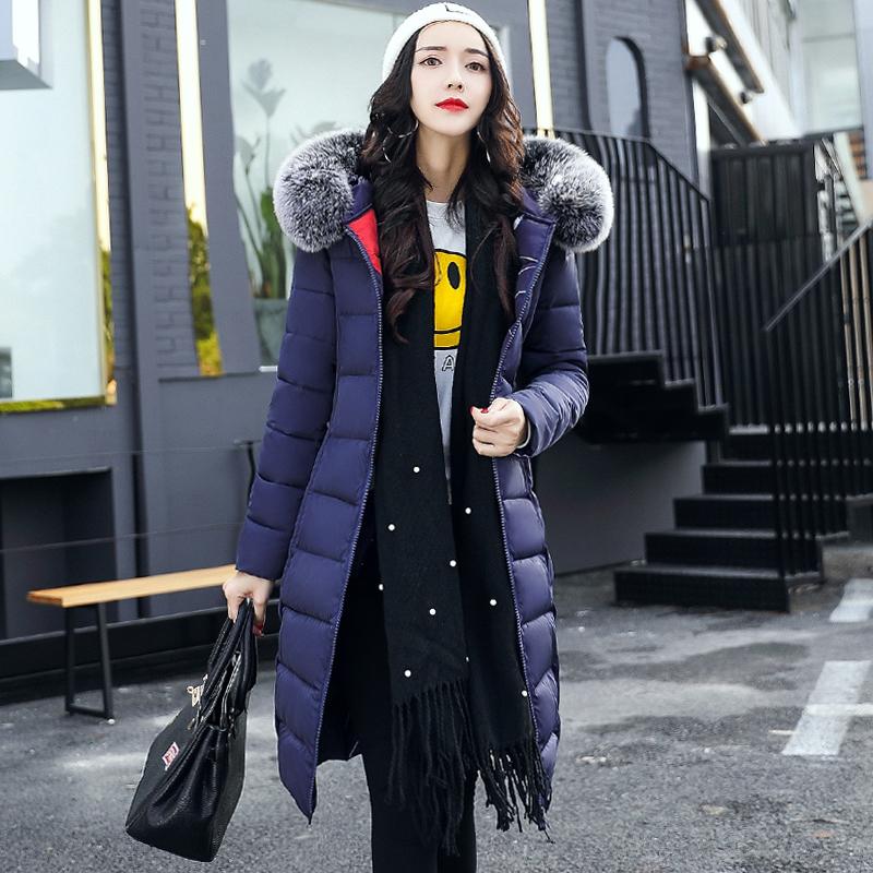 

Both Sides Can Be Wear Long Parkas Female Winter Hooded Slim Women's Jackets 2020 Witth Fur Collar Casual Thicken Coat Ladies, Black