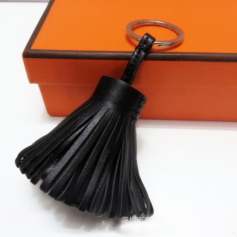 

Luxury Personalized Handmade Real Leather Tassel Keychain Metal Keyring Women Bag Charm Accessory Handbag Key Chain Car Pendant