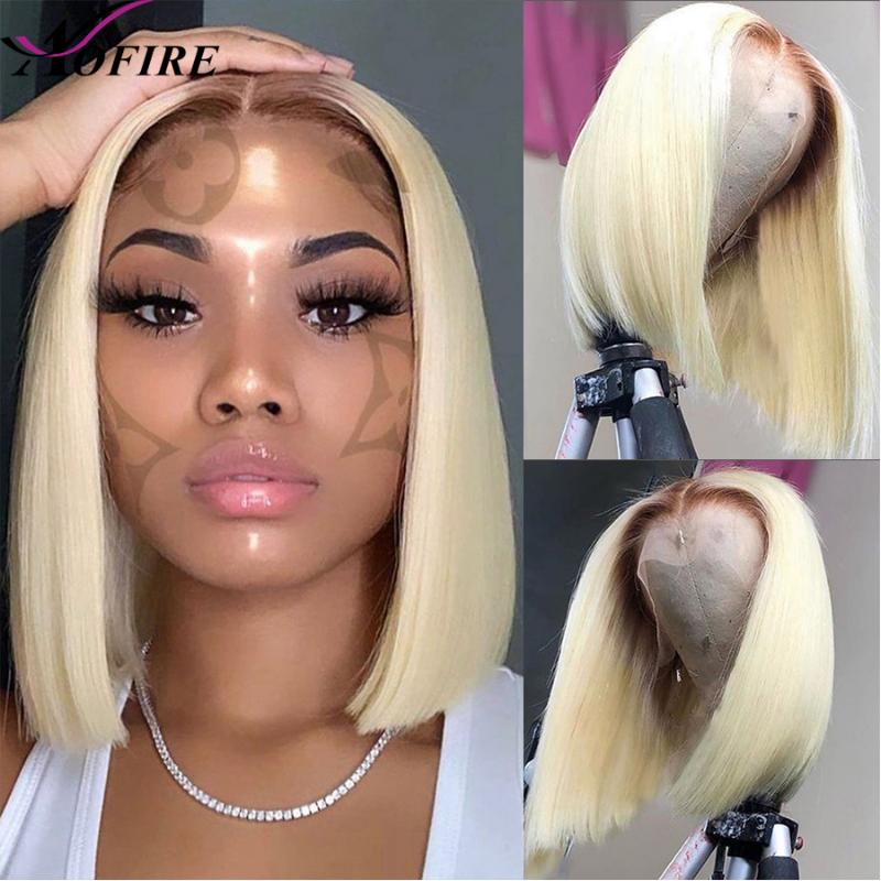 

Honey Blonde Lace Front Wigs Transparent Lace Wigs #4T 613 Front Wig Bob Wig Human Hair For Black Women, 4t 613