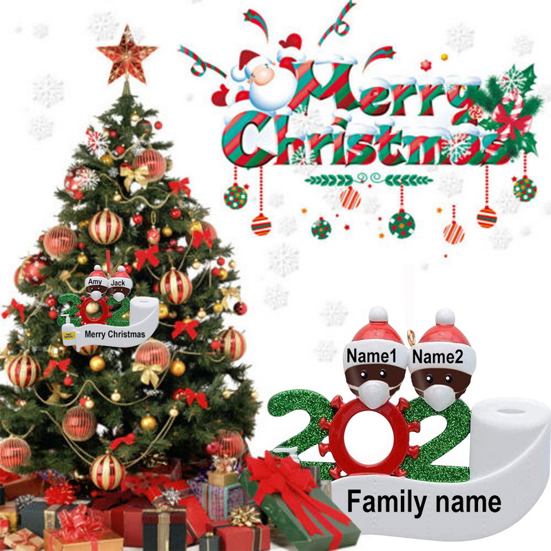 

2020 Quarantine Christmas Best Wishes Party Decoration Gift Santa Claus With Mask Personalized Xmas Tree Ornament All Series