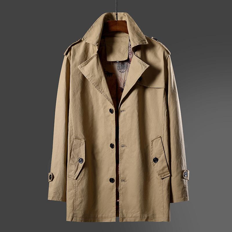 

Solid Trench Coat Men Korean Style Autumn Winter Casual Warm Jacket Mens Single Breasted Preppy Style Oversized Men Clothing, Army green