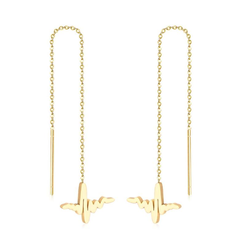 

LUXUKISSKIDS Long Drop&Dangle Earrings Fashion Jewelry Earings For Women Party Gift Stainless Steel Gold Heart Star Earring 2020