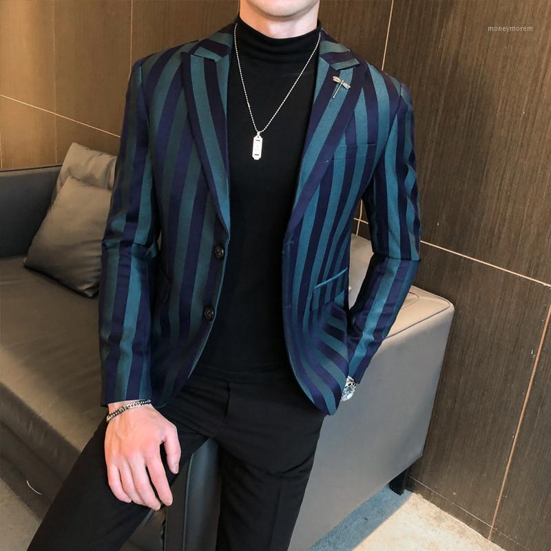 

Mens Blazer Pattern Striped Blazer Mens 2020 Slim Fit Vintage Suit Jacket Men Stylish Chaquetas Hombre De Vestir1, Black