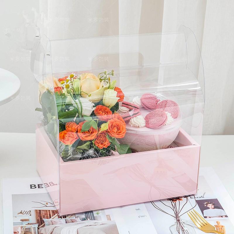 

1pcs Creative flower cake box portable transparent packaging boxes birthday festival party favors gift boxes diy decoration box