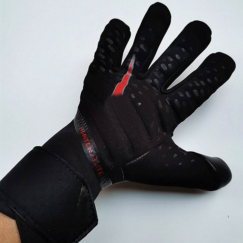 

GK Phantom Elite Men Professional Soccer Goalkeeper Gloves without Finger Protection Goal Thickened Latex Football Gloves for Goalkeeper, Black