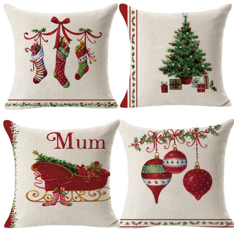 

Christmas Green Black Cotton Hot Stamping Pillowcase Christmas Decor for Home 2019 Party Decor Kerst New Year 2020 101
