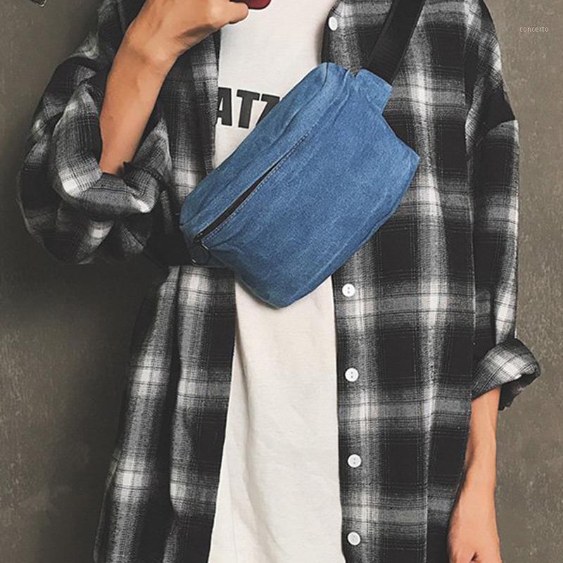 

New Japanese Denim Messenger Bag High Quality Simple Solid Color Woman Lady Bags Portable Small Fresh Messenger Bag Unisex1, Sky blue