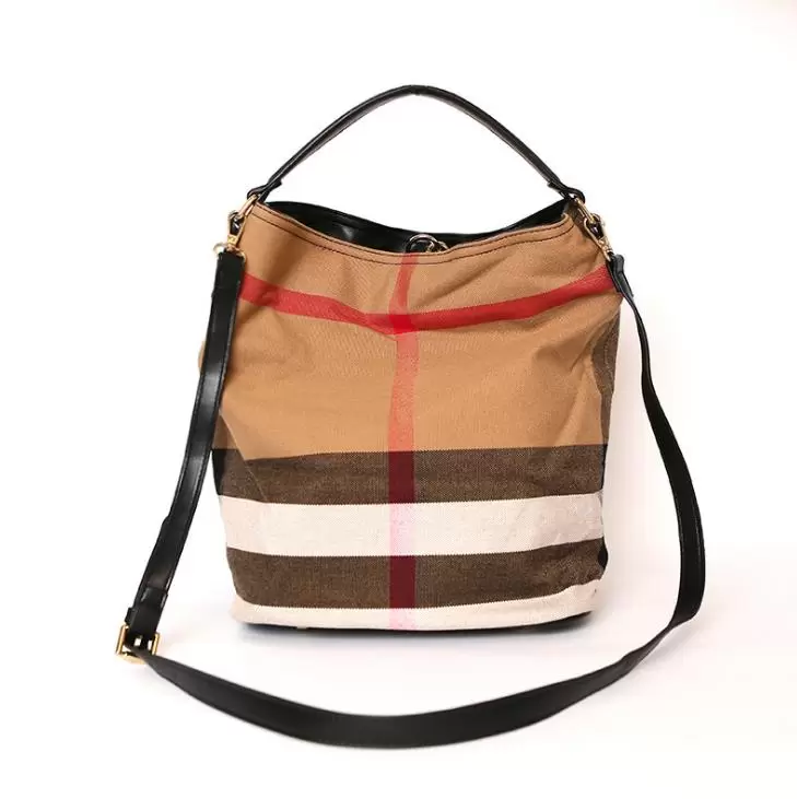 

Autumn/Winter Bucket Bag Canvas Plaid Handbag Shoulder Messenger Bags