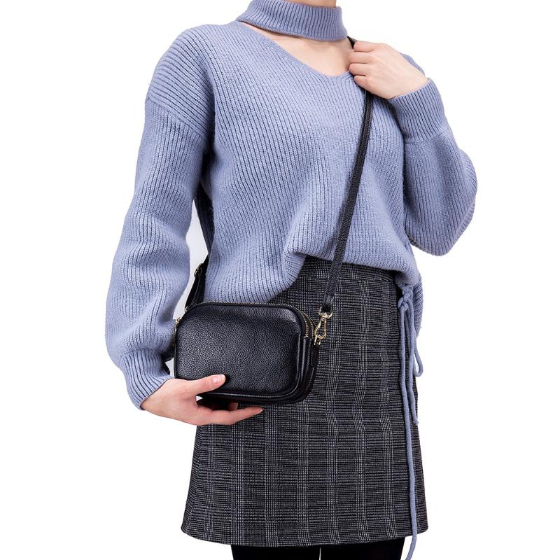

Fashion Three Layer Bag Women's Slanting Zipper Small Bag Crossbody Bags For Women Diagonal Zipper Pouch Shoulder