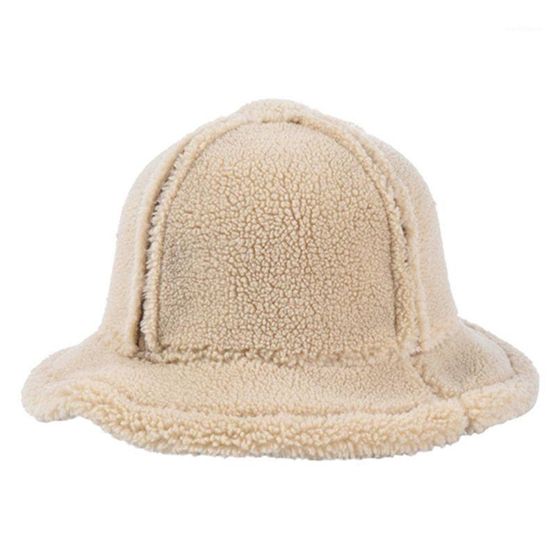 

Women Reversible Suede Cap Faux Fur Fleece Bcket Hats Winter Casual Warm Hat1, Beige