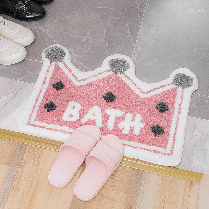 

Cushion/Decorative Pillow 60*43cm Cute Pink Crown Bathroom Mats Cartoon Soft Plush Rug Floor Doormat Bedroom Living Room Carpet Entrance Mat