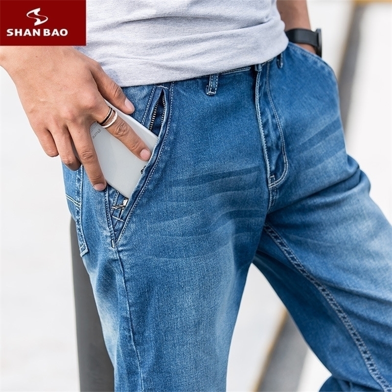 

42 44 46 48 big size high quality cotton stretch Straight jeans autumn winter brand clothing men's fashion denim trousers 201111, 1329 light blue