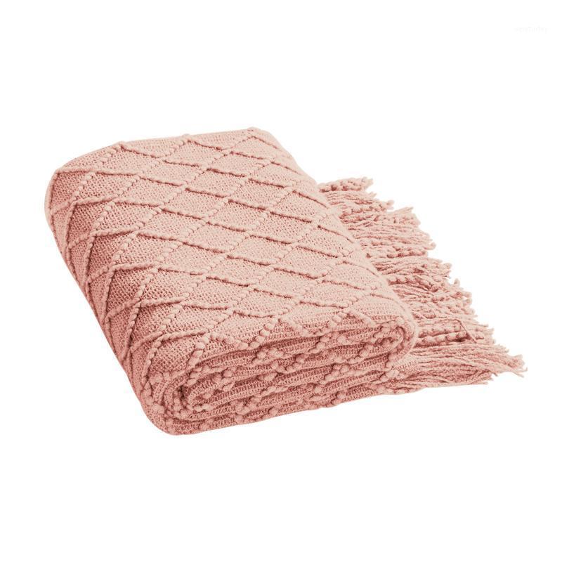 

Soft Cozy Grid With Tassels Acrylic Knitted Throw Blanket For Sofa Bed Warm Fashion Travel Home Decor Sleeping Living Room Couch1