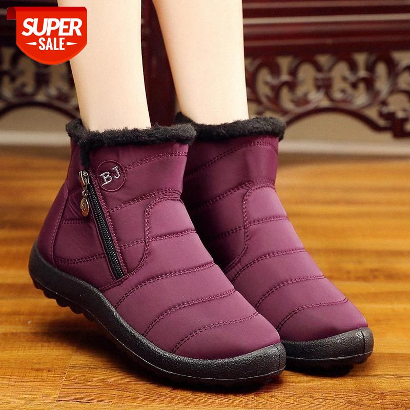 

Women Winter Boots 2020 Casual Shoes Woman Snow Boots Solid Warm Plush Botas Mujer Waterproof Zipper Ankle Female Booties #Nw6u, Beige