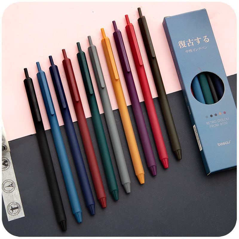 

5pcs Retro Color Pen Set Triangular barrel Vintage Purple Gray Brown Gel Ink Pens for Marker Liner Office School Supplies A67271