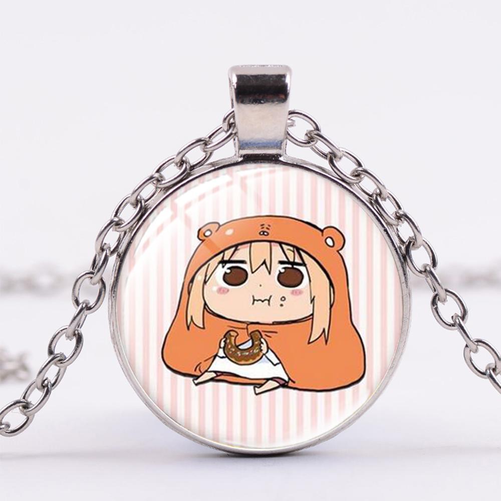 

Hot Anime Himouto Doma Umaru Necklace Lovely Cartoon Figure Art Picture Glass Dome Crystal Pendant Jewelry for Baby Girls