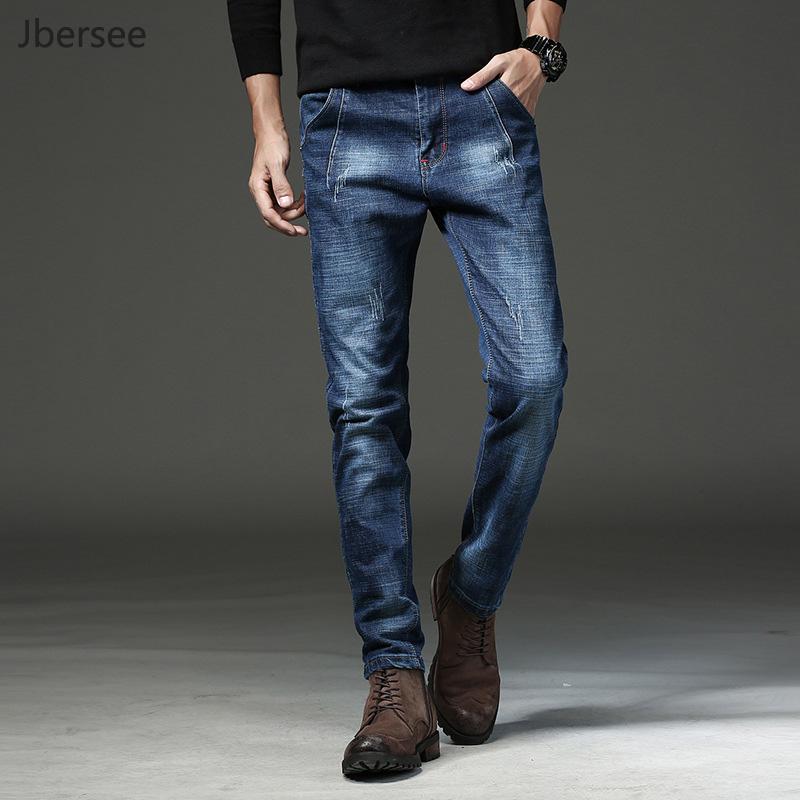 

Jbersee High Quality Mens Jeans Vintage Designer Jeans Men Plus Size Denim Pants Slim Fit Buttons Men Clothes Streetwear, Deep blue