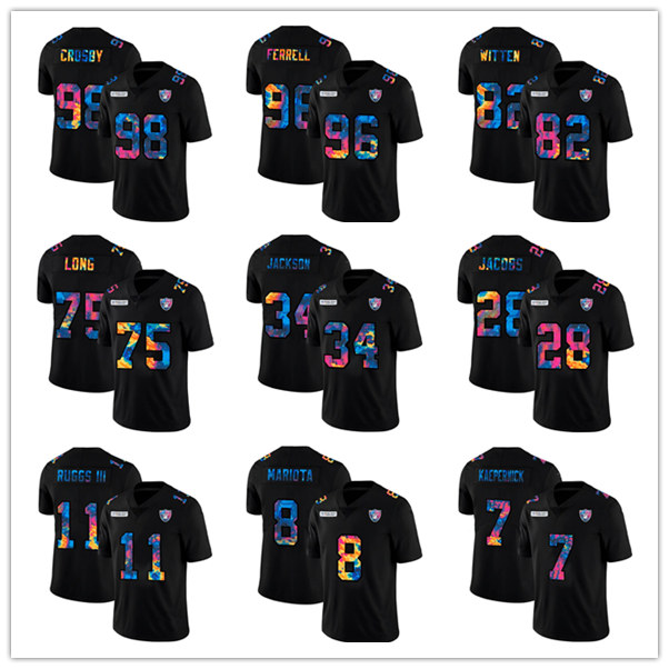 

Las Vegas Raiders MEN Nfl Derek Carr Howie Long Jackson Mariota 2020 Crucial Catch Vapor Untouchable Limited football Jersey, Black;red