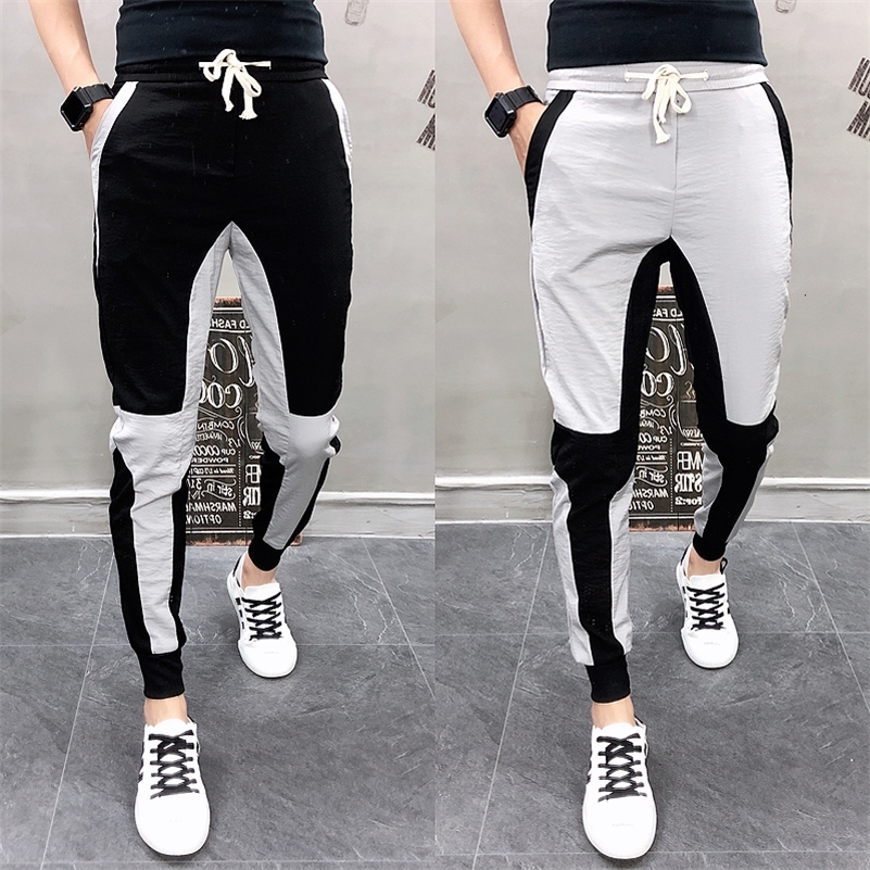 

Autumn Joggers Hosen Herren Pantalon Homme Sweatpants Casual Streetwear Hosen Hip Hop Farbblock Patchwork Pluderhose Hosen 201109, Black