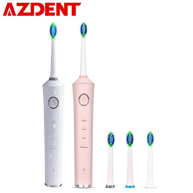 

AZDENT 4 Modes Ultrasonic Sonic Electric Toothbrush Rechargeable Adult Timer Tooth Brushes with 4 Replacement Heads Top Fashion