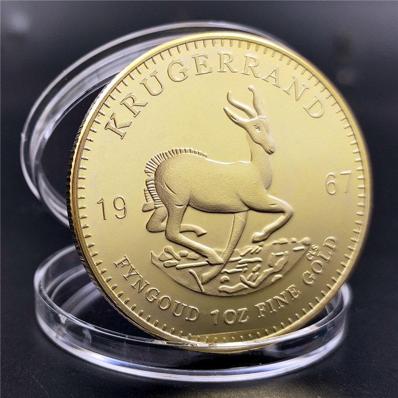 

10pcs Non Magnetic 1967 South Africa Saudi Africa Krugerrand 1OZ Gold Plated Coin Paul Kruger Token Value Collectible Replica Coins Home Decor