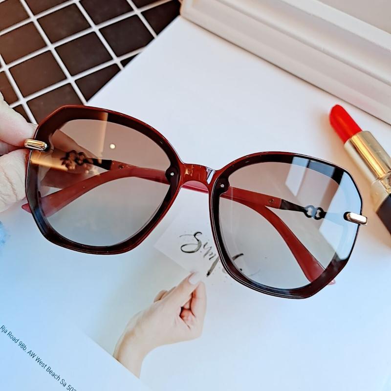 

Sunglasses Retro Big Frame Black Polarized Female Round Anti Uv