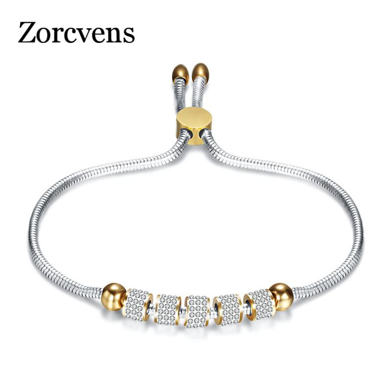 

ZORCVENS Luxury Crystal Charm Stainless Steel Bracelets&Bangles Gold Bracelets For Women Jewellery Pulseira Feminina Bracelet
