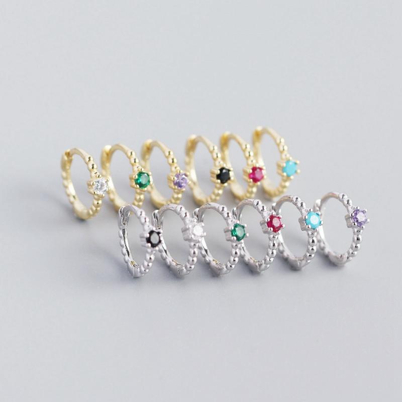 

925 Sterling Silver Earring Small Star Hoop Earring For Women Geometric Bead Color Zircon Fine Jewelry 925 Wedding Party